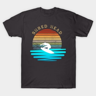 Retro Sunset With Surfer On The Open Waves T-Shirt